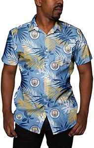 FOCO Football Club Tropical Short Sleeve Button Up Summer Floral Shirt Premier League, Manchester City, M