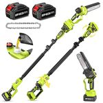 2-in-1 Cordless Pole Saw & Mini Chainsaw, Supstable Cordless Pole Chainsaw 6 Inch, with Retractable Extension Rod Up to 15 Feet,with 2 * 4.0AH Batteries for Tree Trimming