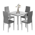 JEFFORDOUTLET Dining Table and Chairs Set 4, Square Kitchen Table Modern Chairs for Dining Room Kitchen