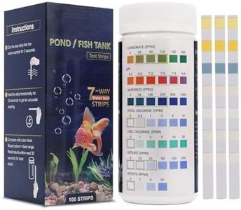 7 in 1 Aquarium Test Strips, 100 Strips Fish Tank Water Quality Test Freshwater Saltwater Test Kit for Test pH, Carbonate, Alkalinity, Hardness, Chlorine, Nitrite, Nitrate Aquarium Water Testing