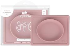 ezpz Tiny Plate - 6 Months+ (Blush) - Silicone Suction Plate for Baby with Built-in Placemat - Baby Led Weaning Supplies - Infant Plate That Fits on Most Highchair Trays