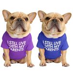 KUTKUT Combo of 2 Dog Breathable Stretchy Round Neck T-shirt | Pet Dog Cooling Vest T-shirts Soft Cotton Clothes | French Bulldog Pug Shirt (SIZE: XL, Chest: 53cm, Length: 35cm)