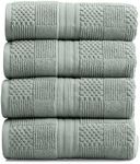 Springtree Home 100% Cotton Bath Towel Set | 4-Pack | Textured | Eucalyptus