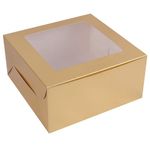 Khaana Packaging - WINDOW CAKE BOX PACK OF 5 (SIZE - 8X8X5) Paperboard Lock Corner Window Bakery Box, 8" Length x 8" Width x 5" Height