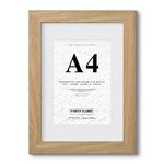 Fabian Clarke London® A4 Modern Oak Wooden Picture Photo Frame For Certificate or Noticeboard Poster with White A5 Mount to Hang Portrait or Landscape