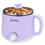 Vocha Electric Hot Pot with Keep Warm Function, 1.6L Rapid Ramen Noodles Cooker, Mini Travel Cooker, Non-stick Multifunctional Cooker, Perfect for Pasta/Oatmeal/Soup/Dumplings, Stock Pot -Purple