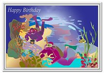 Scuba Diving Birthday Cards for him - Unusual Unique Cool – Boys Men Male (Happy Birthday Card – Sea Diver Theme)