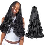 Viovian Black French Curl Braiding Hair 14 Inch 6 Packs French Curls Braiding Hair Bouncy Loose Wavy Braiding Hair Spanish Curly Braiding Hair Synthetic French Curl Crochet Braids (50g/pack)