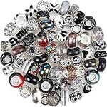 60 Pcs European Assorted Large Hole Spacer Beads, Assortments Metal Resin Charm Beads Rhinestone Beads, Supplies for DIY Necklace Bracelets Jewelry Making（Black）