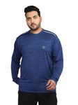 CHKOKKO Men's Plus Size Full Sleeve Round Neck Dry Fit Sports T-Shirt Royal Blue XXL