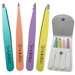 Smukdoo Professional Tweezers for Eyebrows,4 Pcs Eyebrow Tweezers Set for Ingrown Hair Removal Eyelash Extension Eyebrows Plucking Tweezers(Multi-colored)