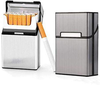 Cigarette Case Brushed Metal Cigarette Case with Magnetic Switch Flip Closure,20 Capacity (2 Pack)