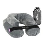 Cabeau Air TNE Inflatable Travel Neck Pillow Lightweight Inflatable Core, Customized Fit, Adjustable Chin Strap, with Compact Carrying Case for Comfort On-The-Go (Slate Grey)