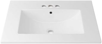 Eridanus 24"x18¼" Bathroom Sink with Three Holes (4" Centerset), Ceramic Bathroom Vanity Sink Top with Overflow, Drop in Bathroom Vessel Sink Rectangle Ideal for Small Spaces ‎- Glossy White