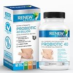 Renew Actives Double Strength Probiotic: High Potency Probiotic 40 Billion CFU - Probiotics for Men and Women for Digestive Health & Favourable Gut Flora - Daily Support for Both Men and Women. Probiotic 40 Supplement - 60 Capsules. No Fillers, Binders...