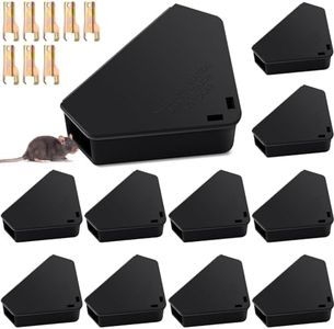 Qualirey 12 Pcs Mice Station with Key Mouse Bait Station Reusable Mice Trap Bait Box, Keeps Children and Pets Safe Indoor & Outdoor, Bait Not Included, Suitable for Small Mice (Black)