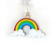 AGD Handmade Rainbow Ornaments, Colorful Kids Bedroom Nursery Decor, Cute Rainbow Wall Hanging, Baby Shower Decoration, Birthday Party Return Gift, Cot Crib Charm, Felt Fabric