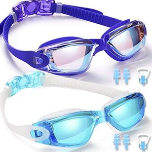 Fpxnb Swim Goggles, 2 Pack Swimming Goggles for Adult Men Women Youth Kids Child, No Leaking Anti Fog Waterproof 180 Degree Clear Vision Triathlon Pool Goggles