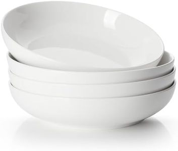 Sweese 9.75'' Large Pasta Bowls, 50 Ounces Salad Bowls Set for Serving Pasta, Noodle, Soup, Dinner, Large Kitchen Bowl Set of 4, Microwave and Dishwasher Safe, White