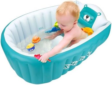 SHXKUAN Inflatable Bathing Tub for Toddler,Non Slip Safety Thick Cushion Central Seat,Portable Travel Seat Baths Baby Swimming pool for 0-5 Year(Blue)