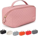 Kat Myhr Large Capacity Travel Cosmetic Bag with handle and divider - Waterproof Travel Makeup Bag Organizer - Cosmetic Travel Make Up Bag for Women - Cute Makeup Bag for Women - (Pink)