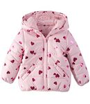 Carter's Baby Girls' Fleece Lined Puffer Jacket Coat, Pink Foil Hearts, Small