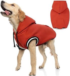 FUAMEY Dog Hoodie,Winter Dog Fleece Sweaters Pet Warm Sweatshirt Pet Pullover Dog Clothes with Pocket Soft Warm Christmas Outfit Puppy Vest with Leash Hole for Small Medium Large Dogs Red XXL