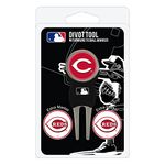 Team Golf MLB Cincinnati Reds Divot Tool with 3 Golf Ball Markers Pack, Markers are Removable Magnetic Double-Sided Enamel