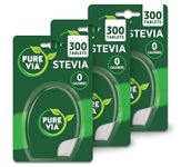 Pure Via Stevia Sweetener Tablets Bundle of 3 (900 Tablets Total) – Low Calorie Sugar Alternative Derived from Nature – Great Taste for Tea & Coffee – Convenient Dispenser Format