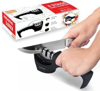 Solitude Knife Sharpener Manual 3 Stage Tool Advanced Steel Knife Sharpener for Rod Knife Kitchen Tool for Knives and Ceramic Knife Sharpening
