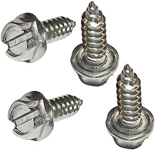 License Plate Screw Kit - Set of 4 Stainless Steel Screws for Front and Back License Plates, Frames and Covers on Domestic Cars, Trucks, SUVs - Rustproof, Self Tapping Mounting Bolts (Stainless Steel)