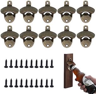 Orssmigs 10 Piezas Abridor Cerveza Pared, Abrebotellas de Pared Vintage Cerveza Montado en la Pared Abrebotellas con Tornillo para Bar, Bartender, Restaurante, Cocina