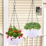 Kuber Industries Pack of 2 Hanging Flower Pot | Hanging Flower Pot for Living Room | Hanging Pot for Home-Lawns & Gardening | Flower Planter for Balcony | Plain Euro | 7 Inch | White