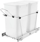 Rev-A-Shelf Pullout Trash Can for Under Kitchen Cabinets 27 Qt 12 Gallon Garbage Waste Recyling Bin with Full Extension Slides, White, RV-15KD-11C S