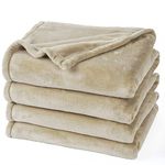 PHF Ultra Soft Fleece Blanket Super King Size 230x270cm, No Shed No Pilling Luxury Plush Cozy Flannel 280GSM Lightweight Throw Blanket for Bed, Couch, Chair, Sofa Suitable for All Season, Khaki