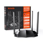 Tenda AC8 Router WiFi AC1200 - Wireless Router with Dual Band 5GHz/2.4GHz, 3xWAN/LAN Gigabit Ports, 4x6dBi Antennas, Repeater Access Point Mode, Beamforming, MU-MIMO, APP Control, IPv6, WPS