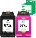 COLORETTO 67XL Ink Cartridge for HP DeskJet 2800e 2852e 2855e Envy 6052 6065e 6452e 6455e 6458e Printers as Replacement for HP Ink 67 XL hp67 hp67xl (1Black,1Color)