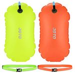 JOTO [2 Pack] Swim Buoy, Highly Visible Swim Bubble Safety Buoy Tow Float, with Adjustable Waist Belt, for Open Water Swimmers Triathletes Kayakers Snorkelers Safe Swim Training –Orange/Neonyellow