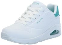 Skechers One, Women's Sneakers, White Durabuck Mint Suede Trim, 8.5 US