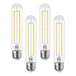 ANWIO E27 Clear Tube Light Bulbs, 7W Edison Long Test Tube Filament Bulbs 60W Incandescent Bulb Equivalent, Vintage T32 LED Light Bulbs Screw, 2700K Warm White,806LM,Non-Dimmable,(4 Pack)