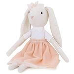 haus & kinder Cotton Lily Bunny Plush Rag Doll For Boys And Girls, Sleeping Cuddle Baby Soft Doll, White Pink (Pack Of 1)