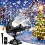 Christmas Snowflake Projector Lights，Moving Rotating Snowstorm with Remote Timer, Indoor Outdoor Waterproof for Halloween & Garden Decoration [Energy Class G]