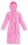 Sapphire Collection Kids 100% Cotton Bathrobe Hooded Terry Towelling Shawl Collar Bath Robe Bath Robe Dressing Gown 7 Colours Age 8-14 (AGE 10-12, Pink)