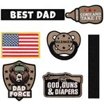 Maiteenly 6 Pcs Daddy Tactical Patches Hook and Loop Patch for Dad Funny Tactical Patches Include Pacifier, Bottle, and Flag Patches for Hats, Coats, Diaper Bags, Coats (Brown,Cool Daddy)