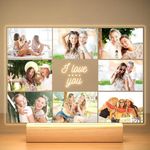 Personalized Picture Frame with Photos, Custom Acrylic Plaque with Night Light, Customized Photo Gifts for Best Friends, Personalized Women Presents for Birthday, Christmas