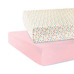 abracadabra Cotton Flat Sheet for Standard Cot and Crib, Super Soft, Breathable & Hypoallergenic, (165 cm X 106 cm, Set of 2, Ditsy Floral, Pink)