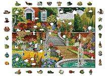 Wooden.City Wooden Puzzle 1000 +10 Pieces - Unique Unusual with Shaped Pieces - Challenging Mosaic Puzzle for Kids & Adults - Amazing Birthday Gift (Garden Five o'clock)