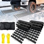 BASHIK Portable Recovery Traction Mat Tracks for Car/Truck in Mud, Snow, Ice，Sand Emergency Strong Grasping Strength Gloves and 1 Bag Attached (2 Pack 31.5“ X 10.6”)