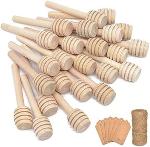 100Pcs 3 Inch Wood Honey Dipper Sticks with Natural Jute Twine & Kraft Paper Tags for Honey Jar Dispense Drizzle Honey Wedding Party Family by BNK