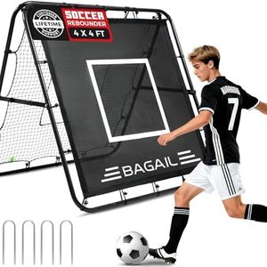 BAGAIL Soccer Rebounder Net, Double Sided Soccer Nets, Adjustable Angles, Foldable Rebound Net with Target for Skills Training, Portable Soccer Goals for Garden - Black